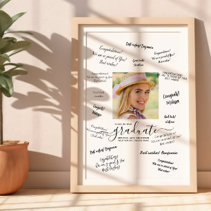 Modern Graduation Photo Guest Signature Poster