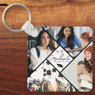 Modern Graduation Photo Keepsake Keychain