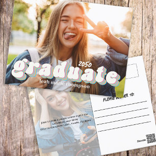 Modern Graduation Photo Retro Custom Postcard