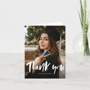 Modern graduation photo thank you card