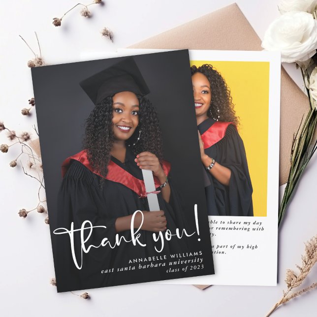 Modern Graduation Photo Thank You Card (Creator Uploaded)