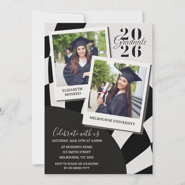 Modern Graduation Polaroid Photo Invitation (Front)