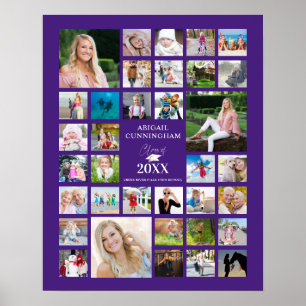 Modern Graduation Purple 35 Photo Collage Poster