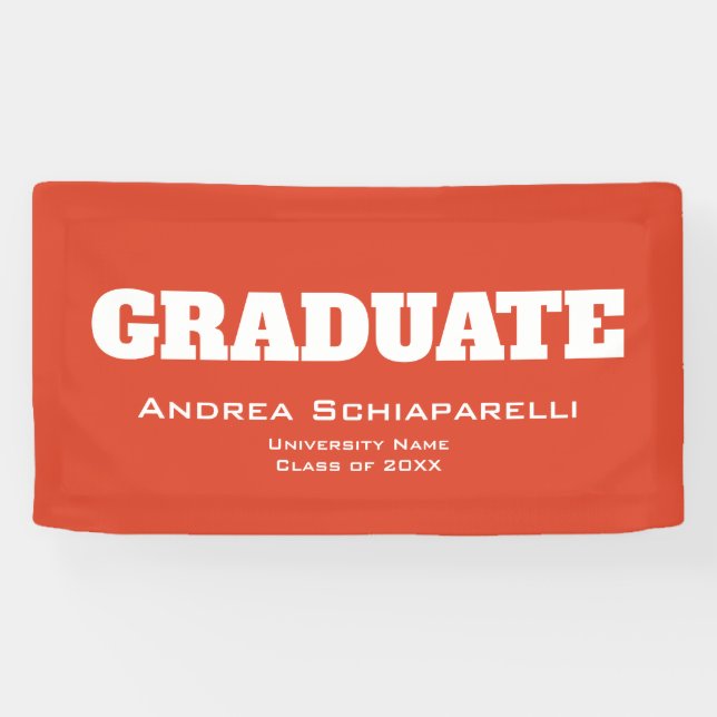 Modern Graduation Red and White Indoor Banner (Horizontal)
