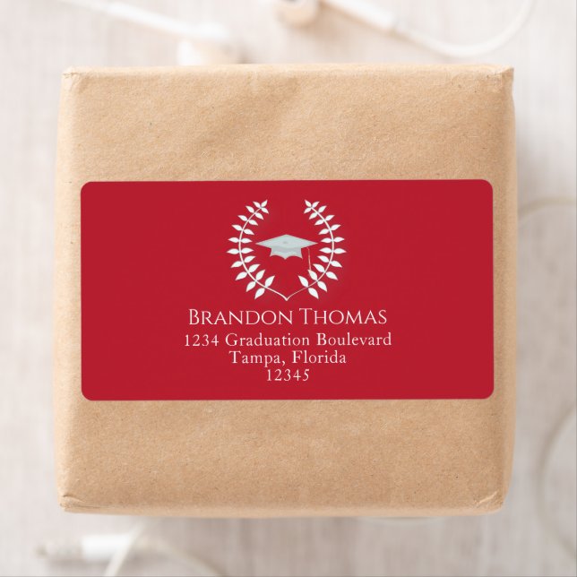 Modern Graduation Return Address Cardinal Red (Insitu)
