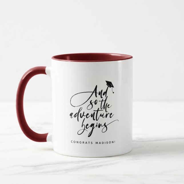Modern Graduation Script Congrats Trendy Quote  Mu Mug (Left)