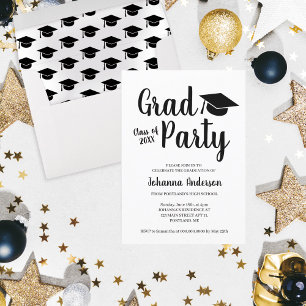 Modern Graduation Script Grad Party Invitation