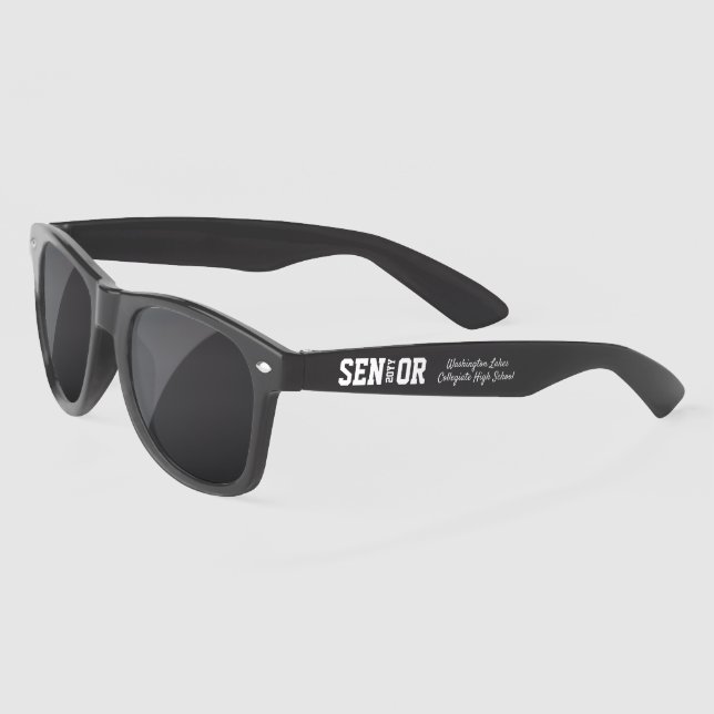 Modern Graduation Senior Block Letter Personalised Sunglasses (Left)
