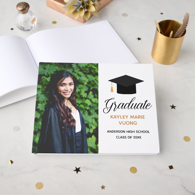 Modern Graduation Senior Graduate Photo 2023 Class Guest Book (Front Open)