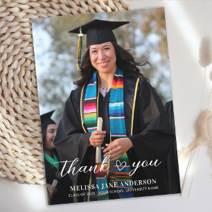 Modern Graduation Simple Custom Graduate Photo Thank You Card