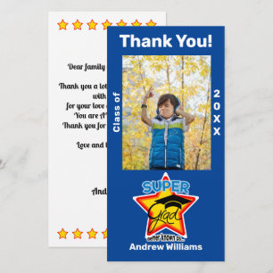 Modern Graduation Super Grad Editable Thank You Card