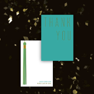 Modern Graduation Teal & Olive Typography Thank You Card