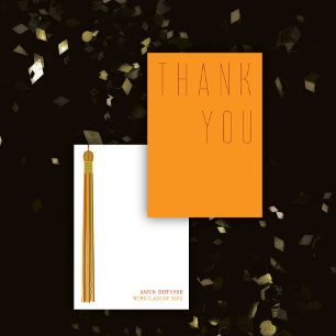 Modern Graduation Terracotta & Orange Typography Thank You Card