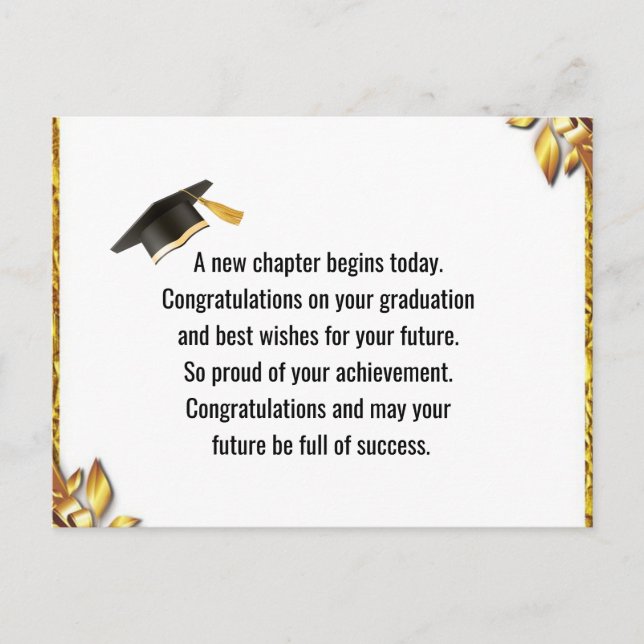 Modern Graduation Thank You Card Elegant Class of  (Front)