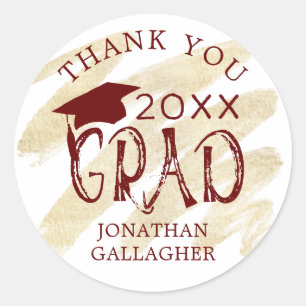 Modern Graduation Thank You Custom Colours Classic Round Sticker