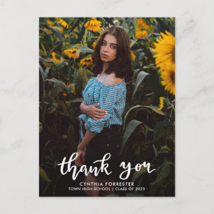 Modern Graduation Thank You Script Photo Postcard