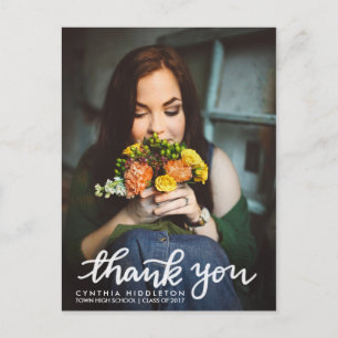 Modern Graduation Thank You Typography Photo Postcard