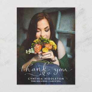 Modern Graduation Thank You Typography Photo Postcard