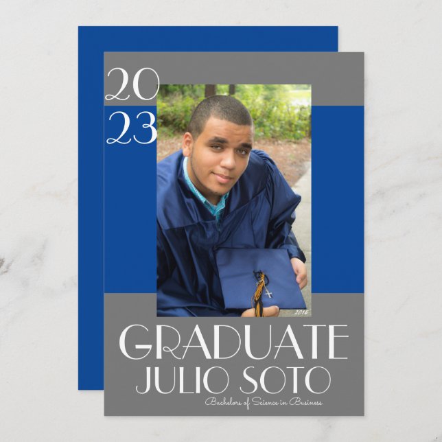 Modern Graduation Typography 2023 Photo Invitation (Front/Back)
