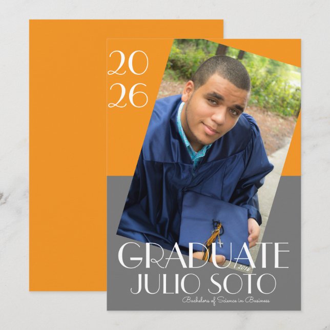 Modern Graduation Typography 2026 Photo Invitation (Front/Back)