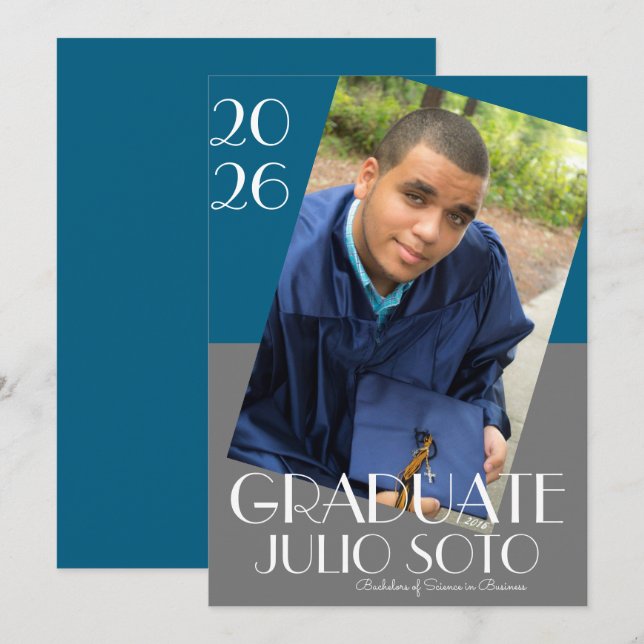 Modern Graduation Typography 2026 Photo Invitation (Front/Back)