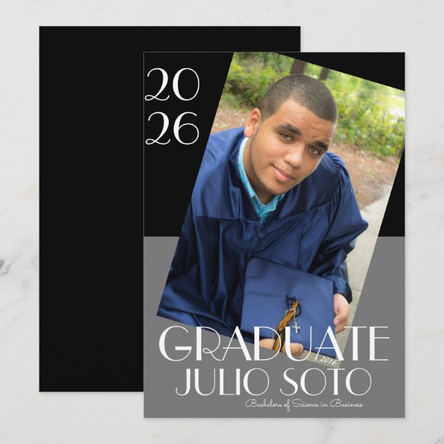 Modern Graduation Typography 2026 Photo Invitation (Front/Back)