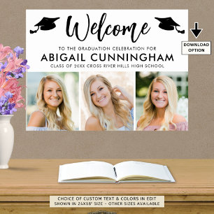 Modern Graduation Welcome 3 Photos Script Poster