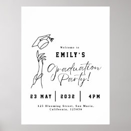 Modern Graduation Welcome Poster Minimal Line Art