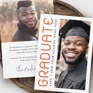 Modern graduation year photo graduate announcement