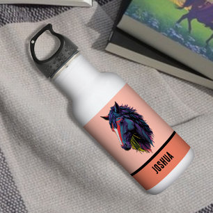Modern Graffiti Art Equestrian Lover Horse on Tan  532 Ml Water Bottle