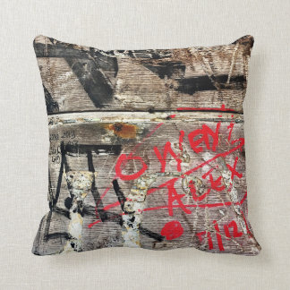 Modern Graffiti Decay on Wood Photo Cushion