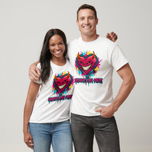 Modern Graffiti Devil Heart on Fire Edgy Valentine T-Shirt