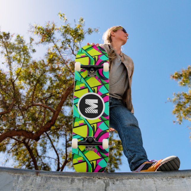 Modern Graffiti Paint Splash Custom Monogram Name Skateboard (Outdoor 1)