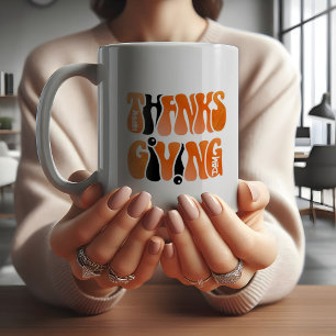 Modern Graffiti Thanksgiving Autumn Fall White Coffee Mug