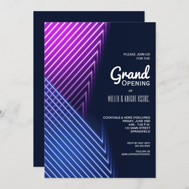 Modern Grand Opening Invitations (Front/Back)