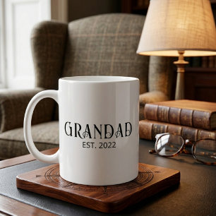 Modern Grandad Established Black Script Coffee Mug