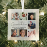 Modern Grandchildren Photo Collage Glass Ornament<br><div class="desc">Unique grandkids 7 photo collage ornament makes the perfect gift for any grandparent,  featuring text that reads 'GRANDCHIDREN MAKE THE WORLD GRAND' followed by their names.</div>