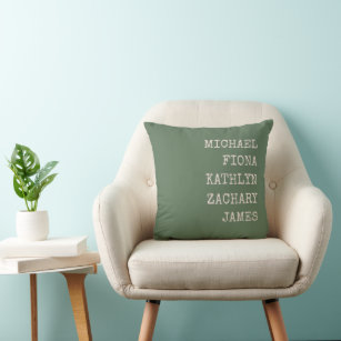 Modern Grandkids Names Green Cushion