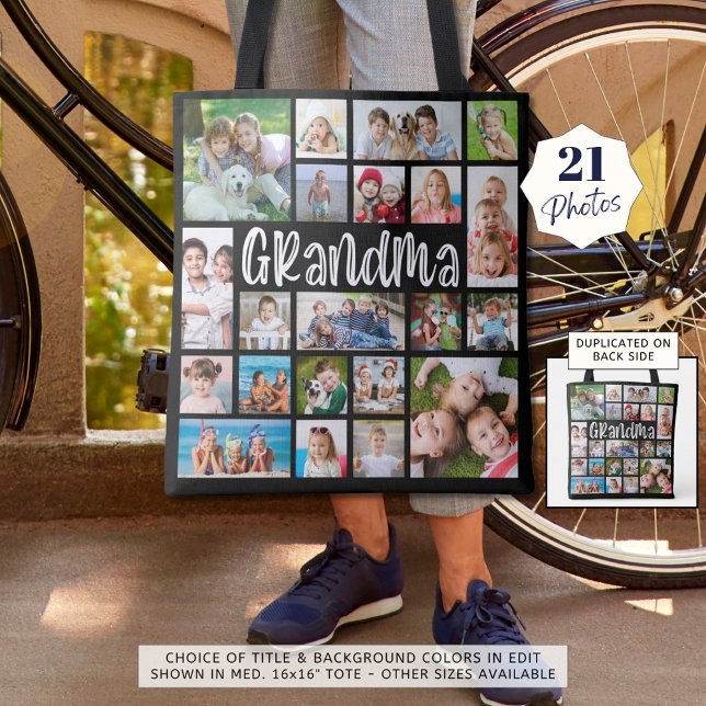 Modern Grandma 21 Photo Collage Double Sided Tote Bag (Creator Uploaded)