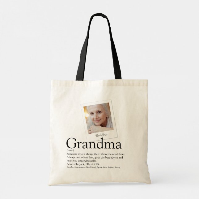 Modern Grandma Grandmother Granny Definition Photo Tote Bag (Back)