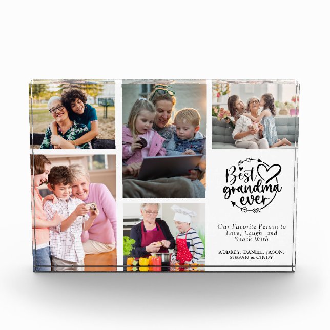 Modern Grandma Grid Keepsake Gift Photo Block (Front)