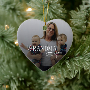 Modern Grandma Photo Personalized Ceramic Tree Decoration