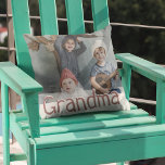 Modern Grandma Photo & Quote | Custom Color Cushion<br><div class="desc">Grandma's are just the best! Let your grandmother know how much she means to you with this modern throw pillow, featuring a special photograph of your choice, the text GRANDMA in fun script, on the reverse is the sweet quote 'Grandma's heart is a patchwork of love.' and personalized with your...</div>