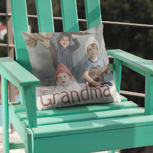 Modern Grandma Photo & Quote   Custom Color Cushion