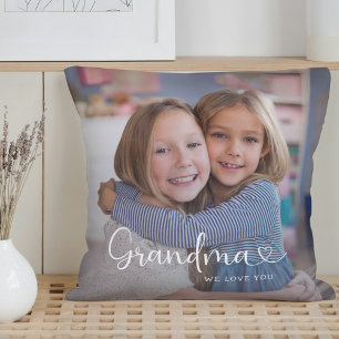Modern Grandma We Love You Cute Heart 2 Photos Cushion