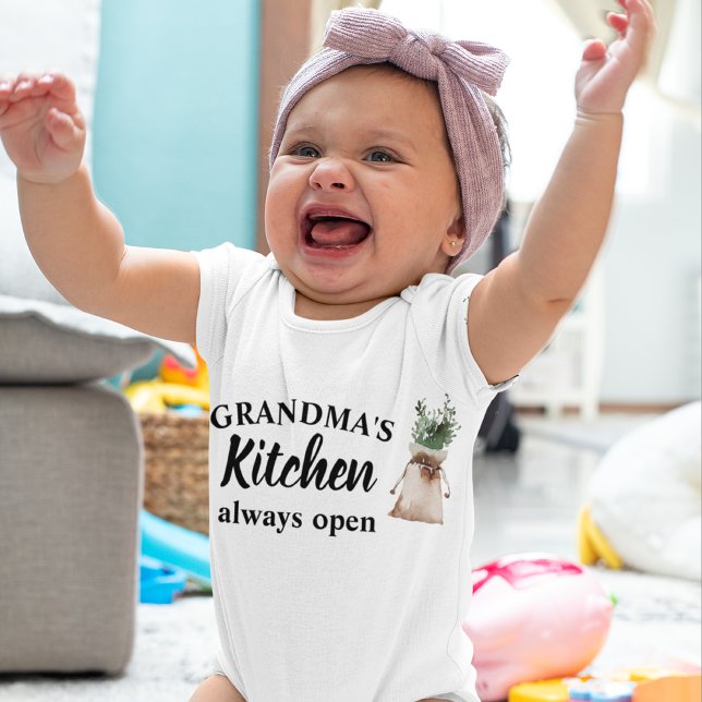 Modern Grandma's Kitchen Is Always Open Best Gift Baby Bodysuit (Creator Uploaded)