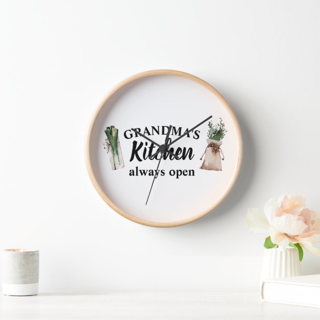 Modern Grandma's Kitchen Is Always Open Best Gift Clock (Home)