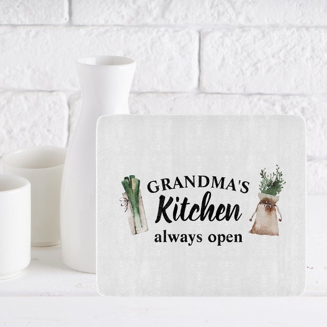 Modern Grandma's Kitchen Is Always Open Best Gift Cutting Board (Creator Uploaded)