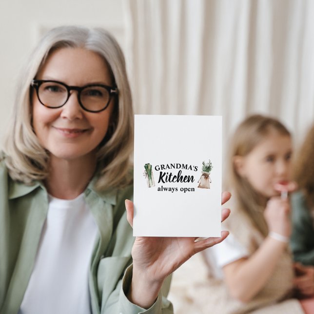 Modern Grandma's Kitchen Is Always Open Best Gift Holiday Card (Creator Uploaded)