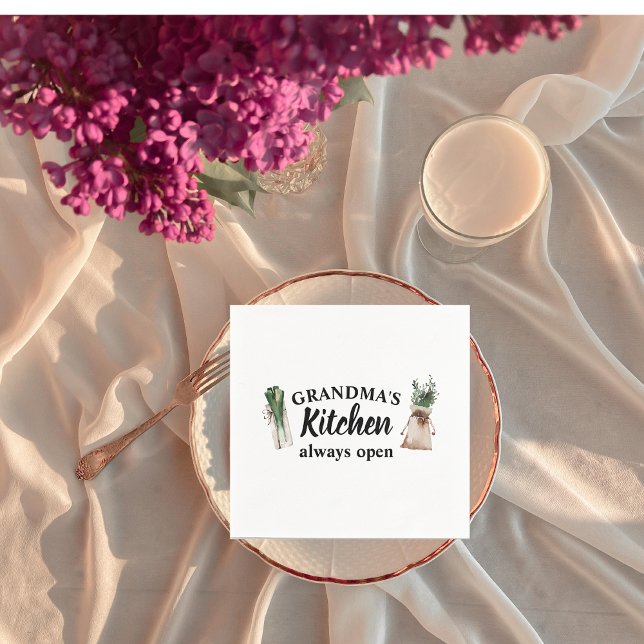 Modern Grandma's Kitchen Is Always Open Best Gift Napkin (Creator Uploaded)